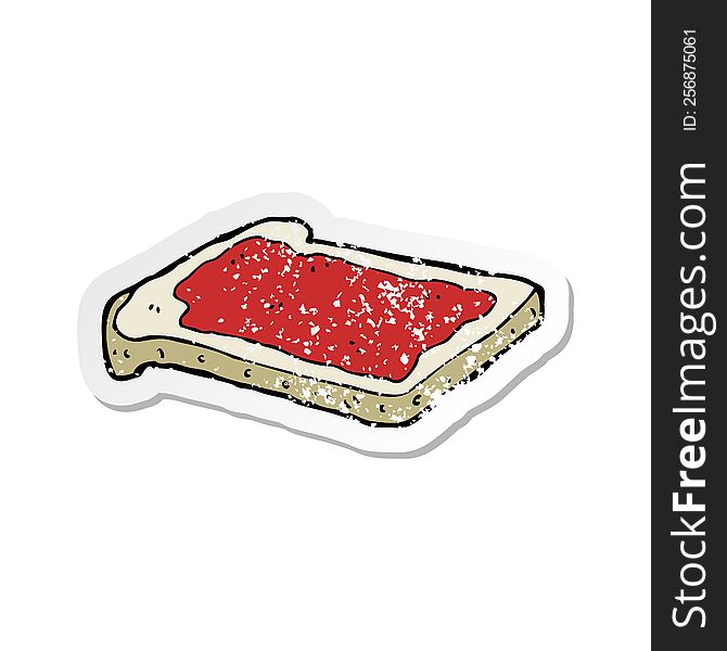 retro distressed sticker of a cartoon jam on toast