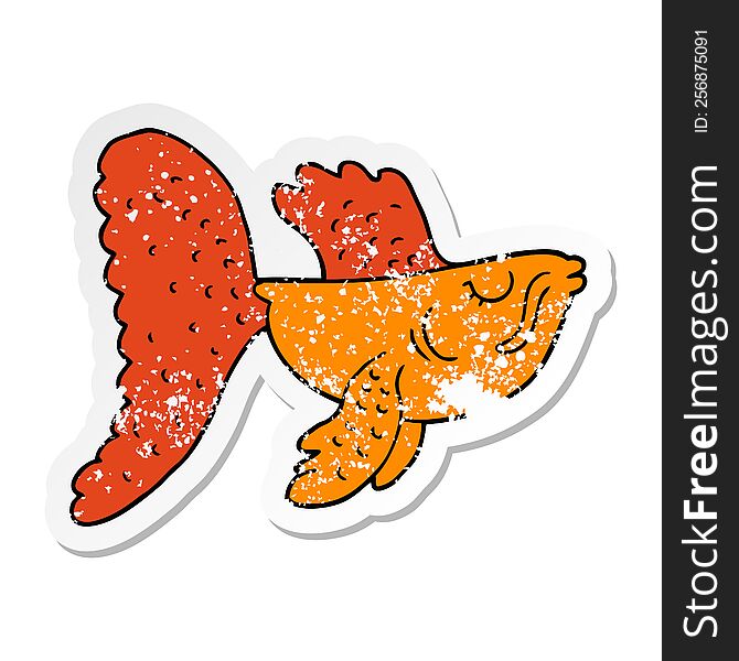 distressed sticker of a cartoon chinese fighting fish