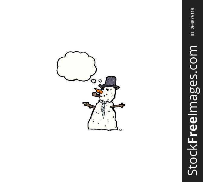 Cartoon Snowman With Thought Bubble