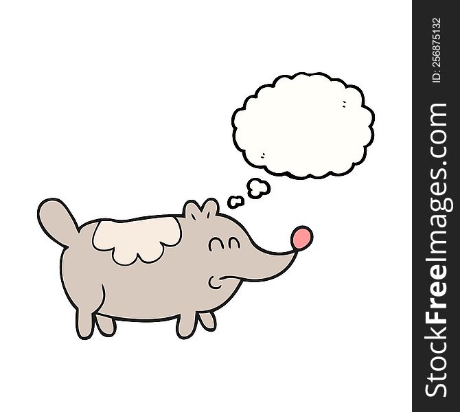 freehand drawn thought bubble cartoon small fat dog
