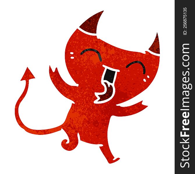 Retro Cartoon Of Cute Kawaii Red Demon
