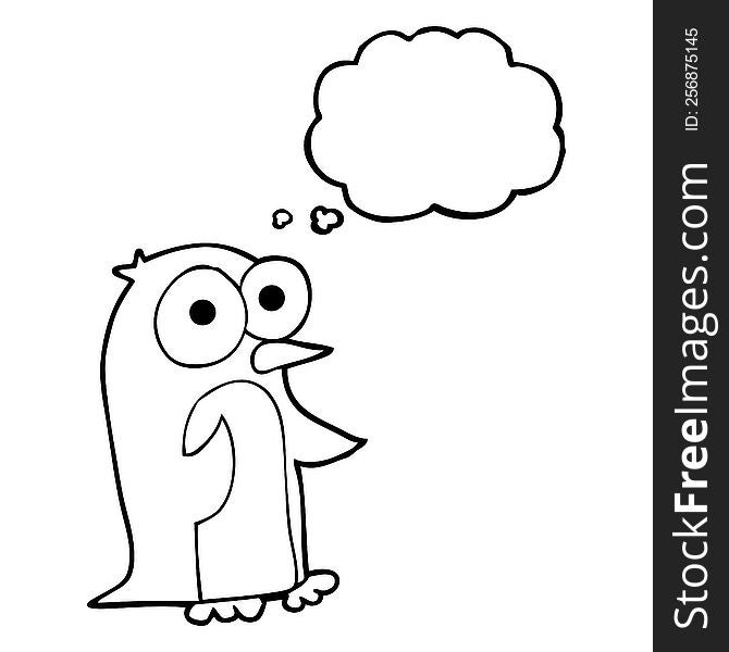 Thought Bubble Cartoon Penguin With Big Eyes