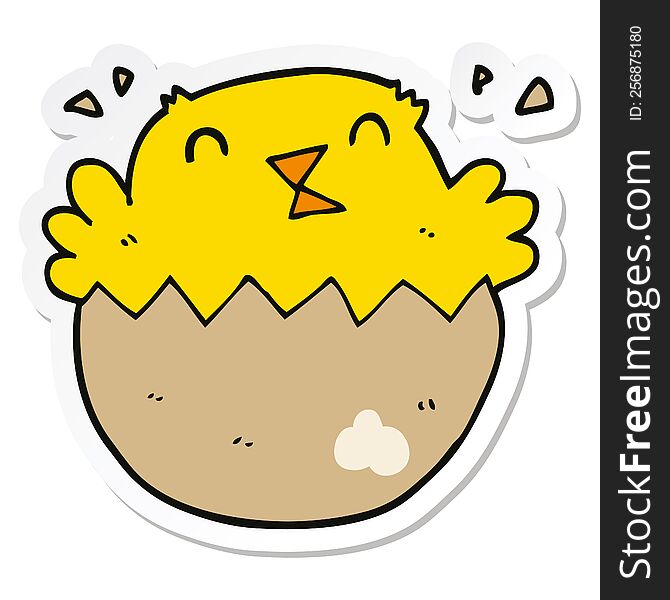 sticker of a cartoon hatching chick