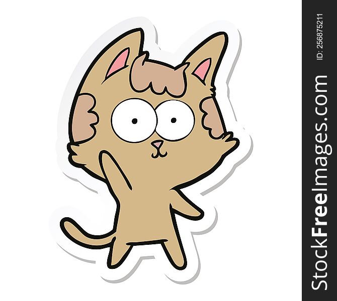 sticker of a happy cartoon cat