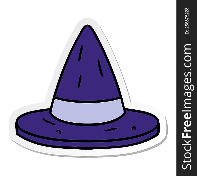 hand drawn sticker cartoon doodle of a witches hat