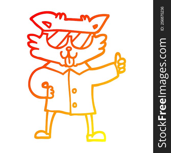 Warm Gradient Line Drawing Cartoon Cool Cat
