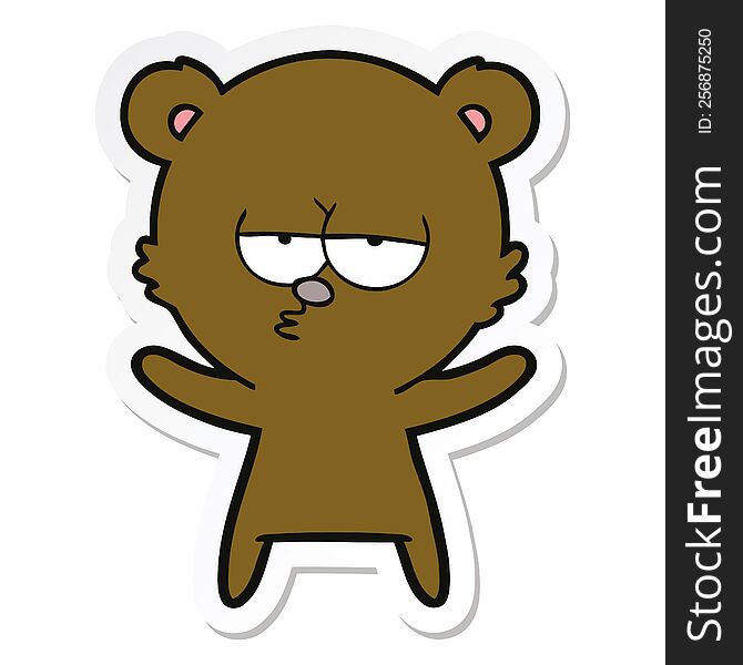 Sticker Of A Bored Bear Cartoon