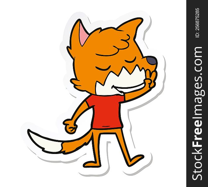 Sticker Of A Friendly Cartoon Fox