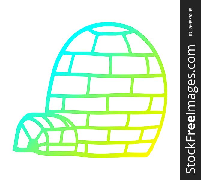 cold gradient line drawing of a cartoon igloo