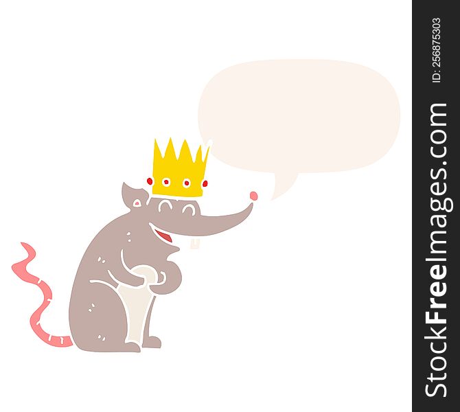 Cartoon Rat King Laughing And Speech Bubble In Retro Style