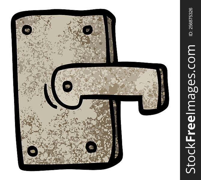 Grunge Textured Illustration Cartoon Metal Door Handle