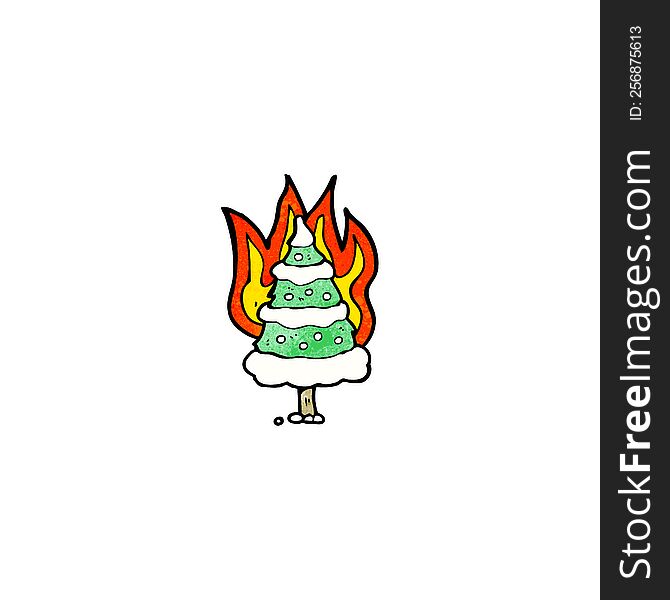 Burning Christmas Tree Cartoon