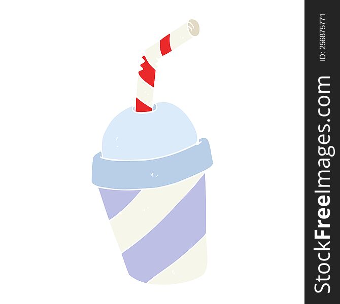 Flat Color Illustration Of A Cartoon Soda Drink Cup