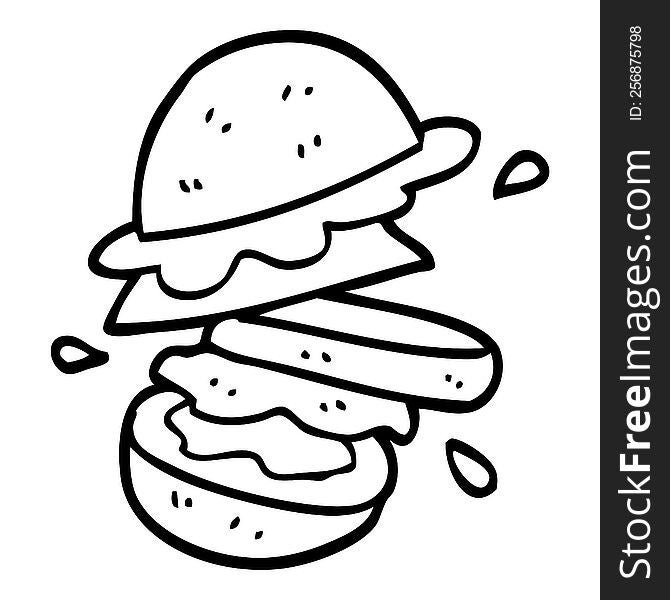 line drawing cartoon burger