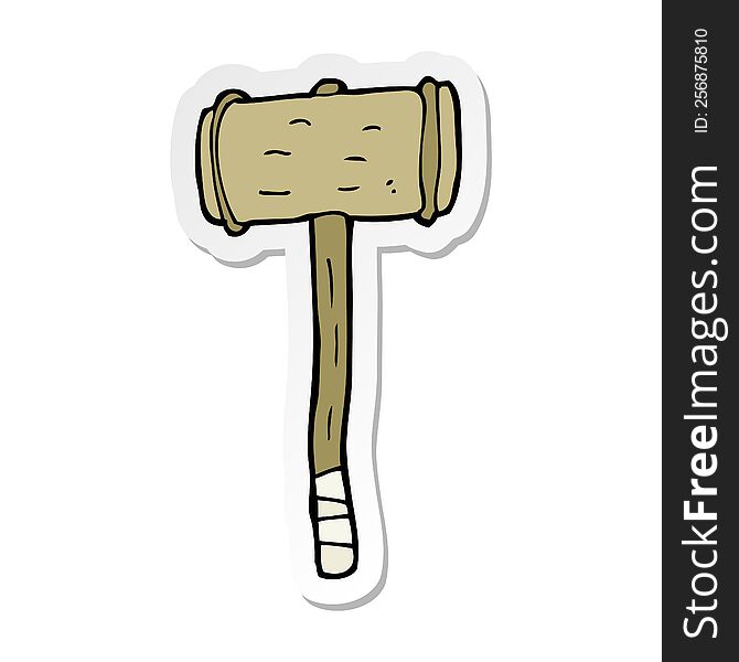 sticker of a cartoon wooden hammer