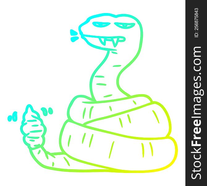 cold gradient line drawing of a cartoon angry rattlesnake
