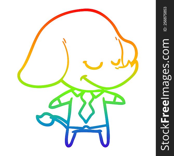 rainbow gradient line drawing cartoon smiling elephant manager