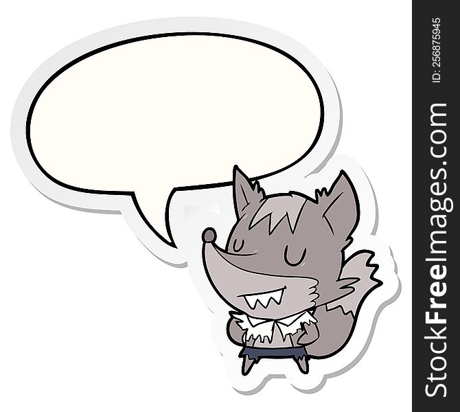 Cartoon Halloween Werewolf And Speech Bubble Sticker