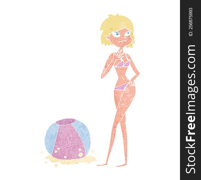 Cartoon Woman With Beachball