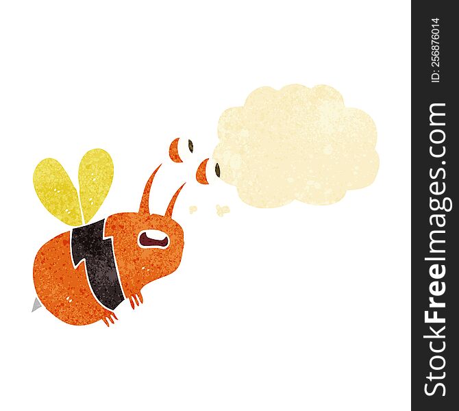 Cartoon Frightened Bee With Thought Bubble
