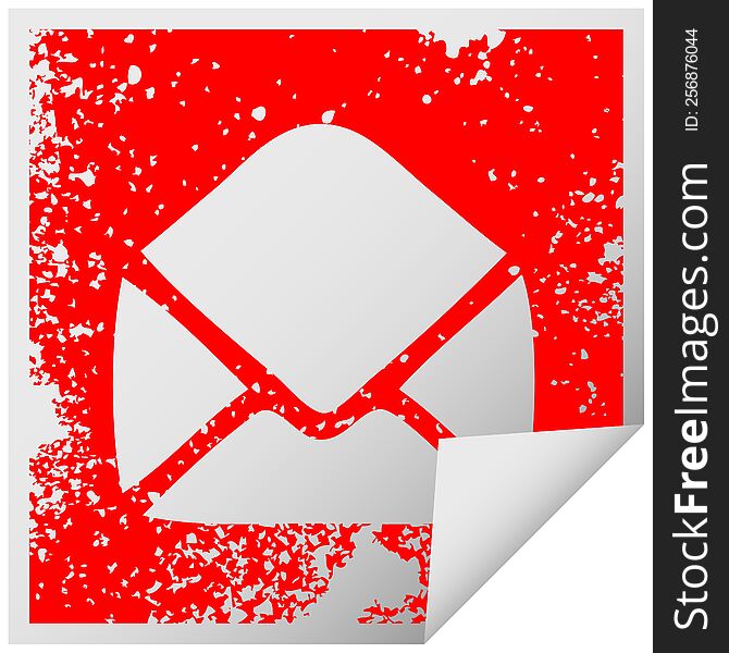 Distressed Square Peeling Sticker Symbol Paper Envelope