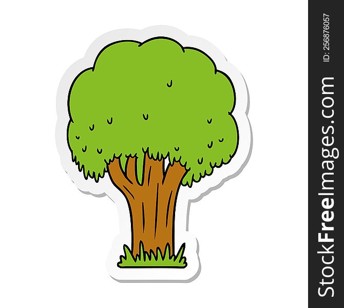 hand drawn sticker cartoon doodle of a summer tree