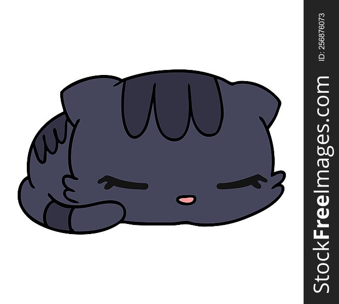 cartoon illustration kawaii cute sleeping kitten. cartoon illustration kawaii cute sleeping kitten