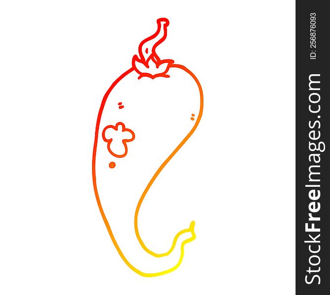 warm gradient line drawing of a cartoon chili pepper