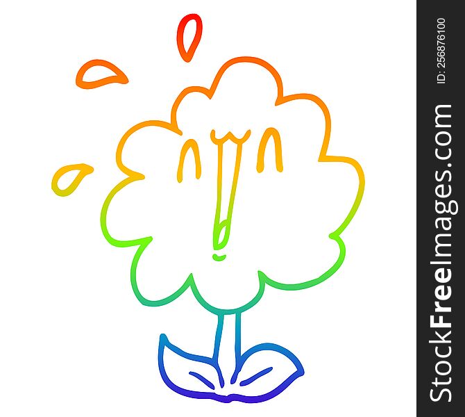 rainbow gradient line drawing of a cartoon flower