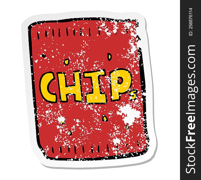 Distressed Sticker Of A Cartoon Packet Of Chips