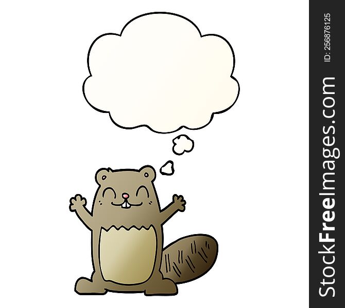 Cartoon Beaver And Thought Bubble In Smooth Gradient Style