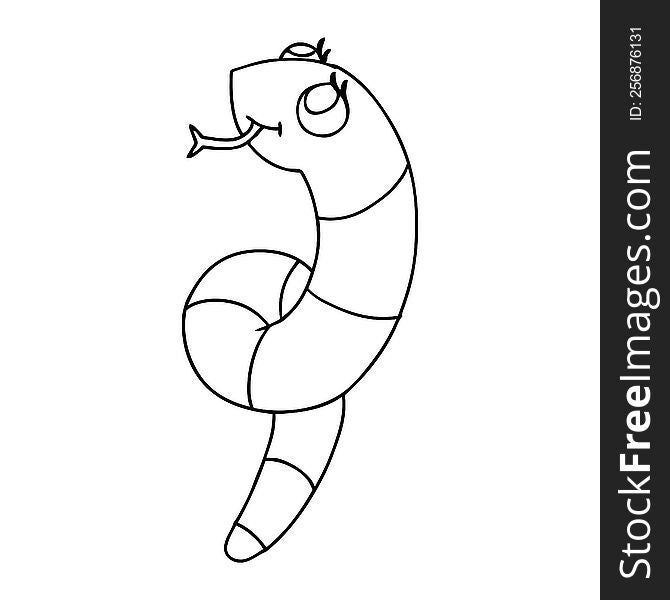 Line Drawing Kawaii Of A Cute Snake