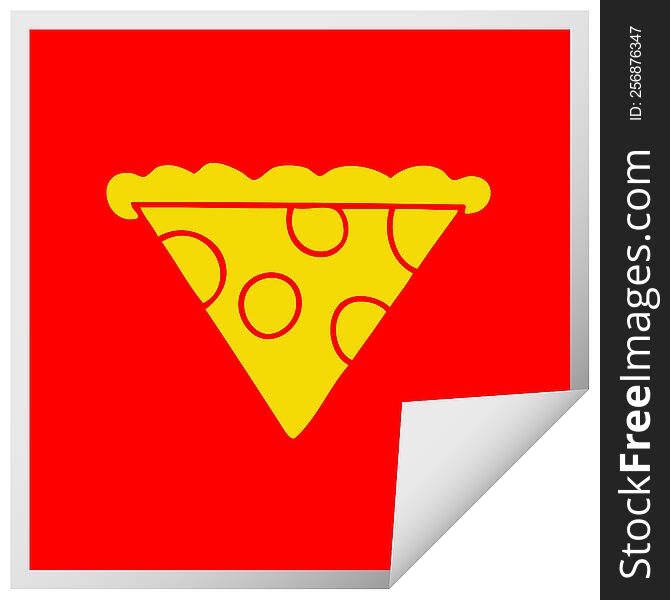 Quirky Square Peeling Sticker Cartoon Slice Of Pizza