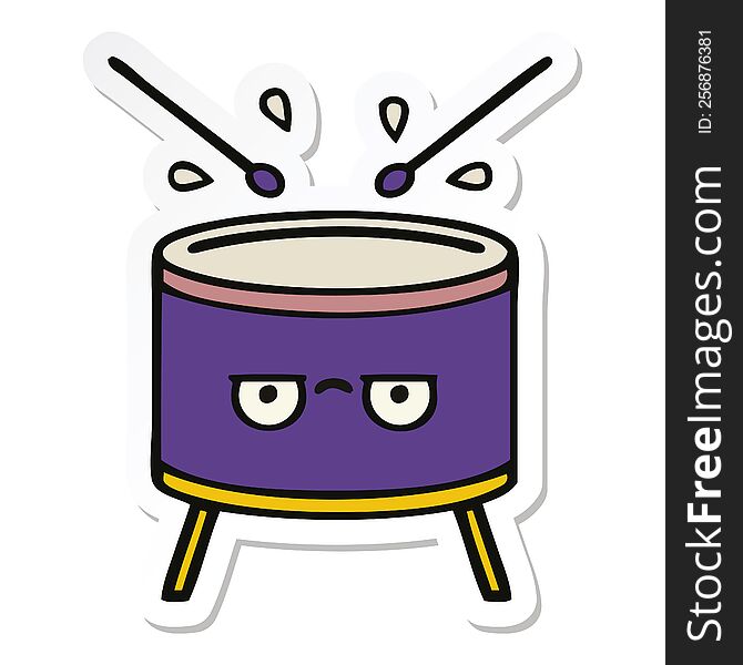 sticker of a cute cartoon drum