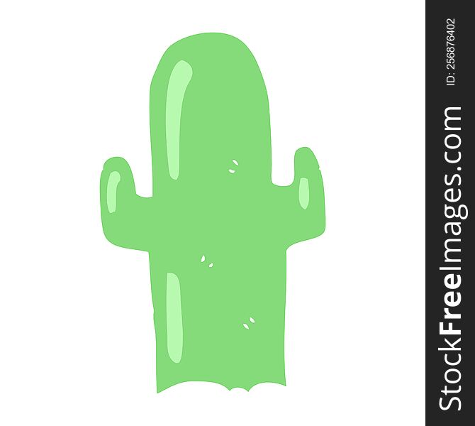 Flat Color Illustration Of A Cartoon Cactus