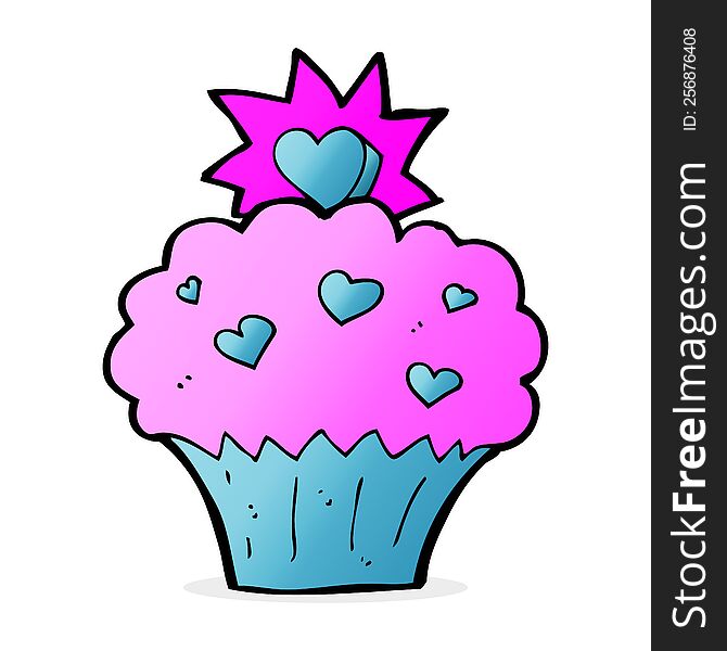 cartoon love heart cupcake