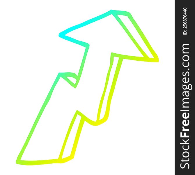 cold gradient line drawing of a cartoon business growth arrow