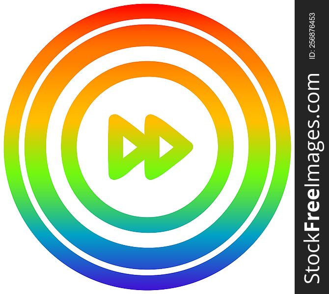 fast forward circular icon with rainbow gradient finish. fast forward circular icon with rainbow gradient finish