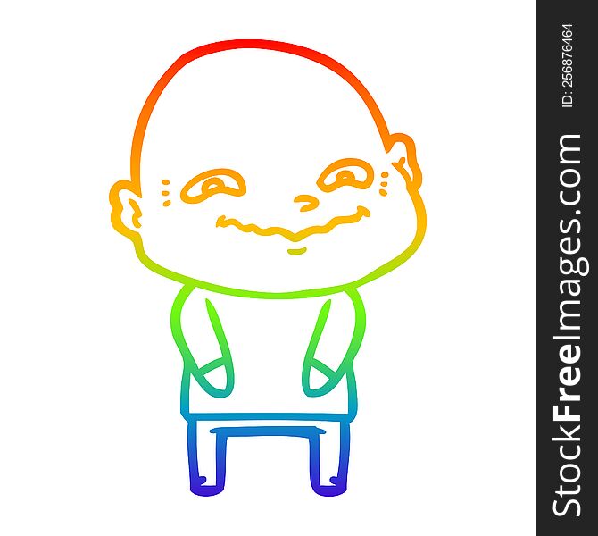 Rainbow Gradient Line Drawing Cartoon Creepy Guy
