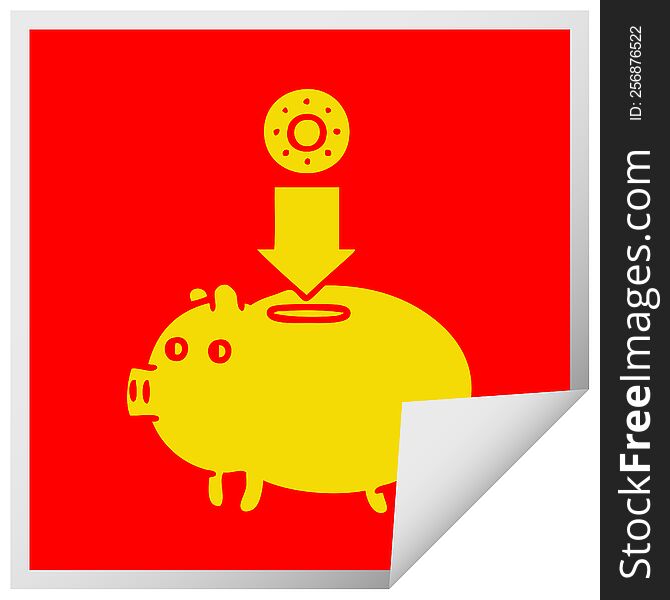 Square Peeling Sticker Cartoon Piggy Bank