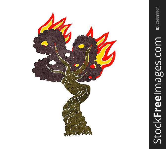 Cartoon Burning Old Tree