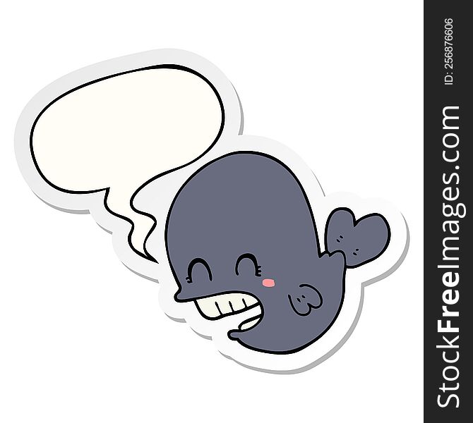 Cartoon Whale And Speech Bubble Sticker