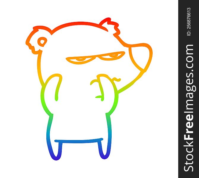 Rainbow Gradient Line Drawing Angry Bear Polar Cartoon