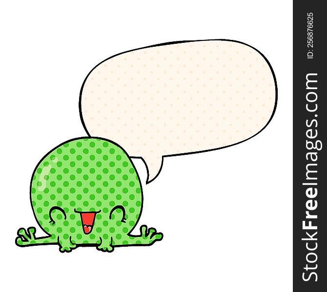 Cartoon Frog And Speech Bubble In Comic Book Style