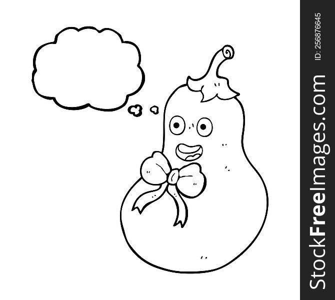 freehand drawn thought bubble cartoon eggplant