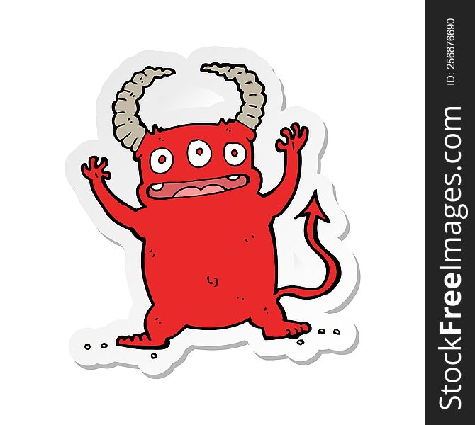 sticker of a cartoon little devil