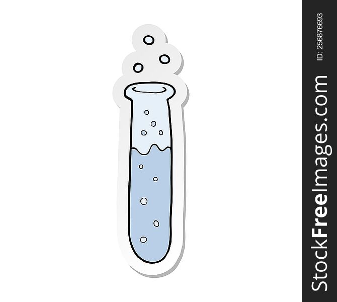 sticker of a cartoon science test tube