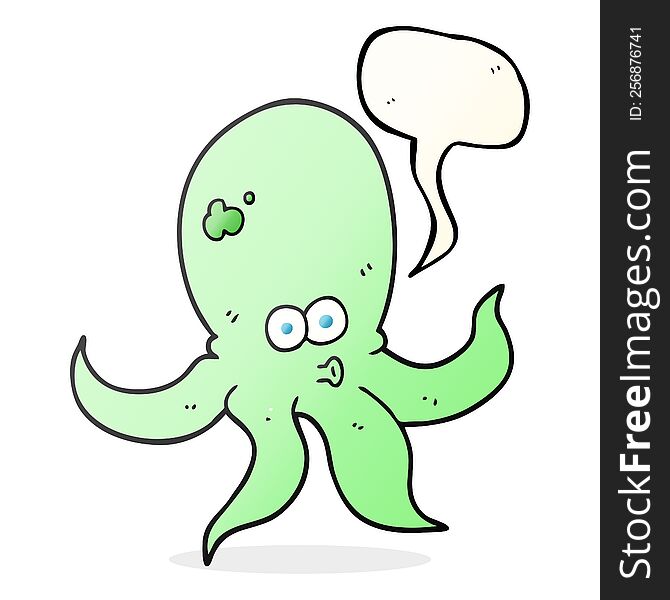 freehand drawn speech bubble cartoon octopus