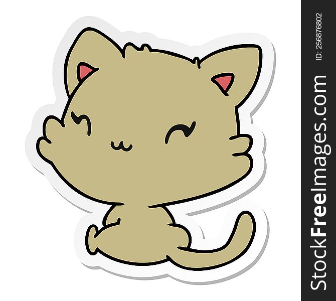 Sticker Cartoon Of Cute Kawaii Kitten