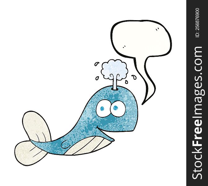 Speech Bubble Textured Cartoon Whale